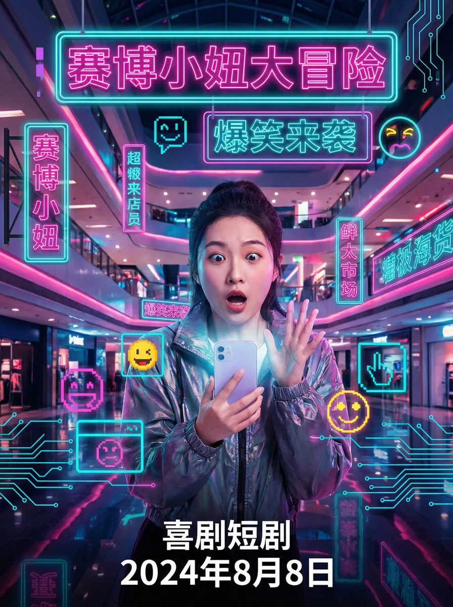 靠比较件免费下载软件大全 搞笑喜剧短剧 - 赛博小妞大冒险海报